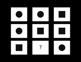 A two-symbol grid with a missing center position