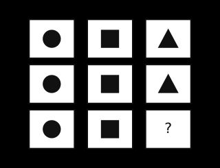 A symbol grid with triangle patterns for a practice task